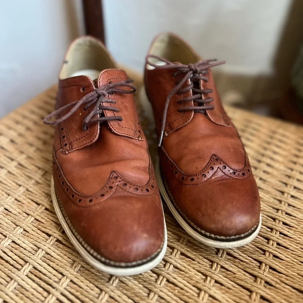 Cole Haan Men’s Leather Wingtip Oxford Shoes Brown Size 8M Casual Dress